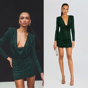 NWT Retrofete Embellished Alpine Mini Dress in Green Pine Size Medium Holiday